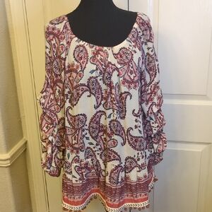 Democracy Paisley Blouse - Red and White